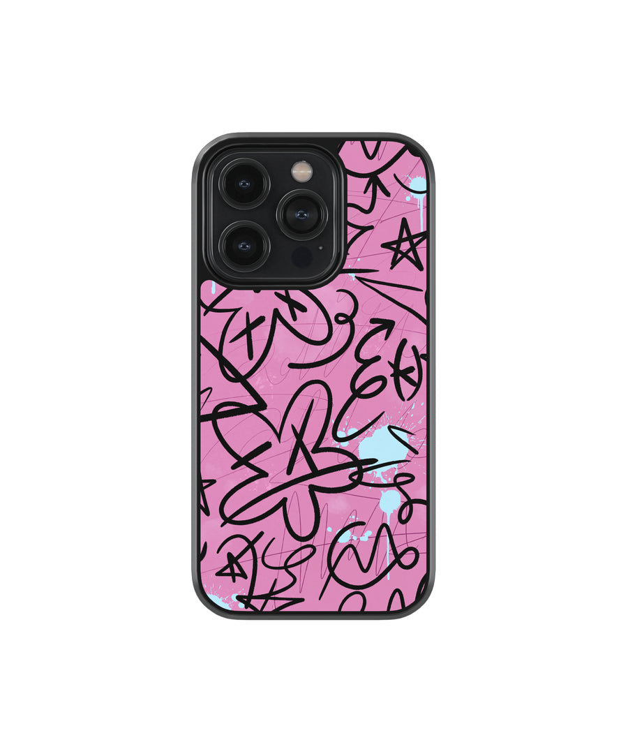Pink Scribble Premium Glass Phone Case