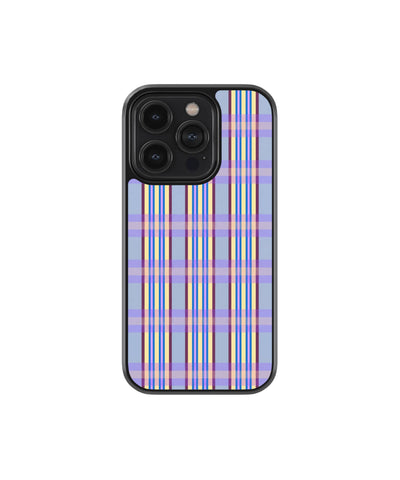 Lilac Tartan Premium Glass Phone Case