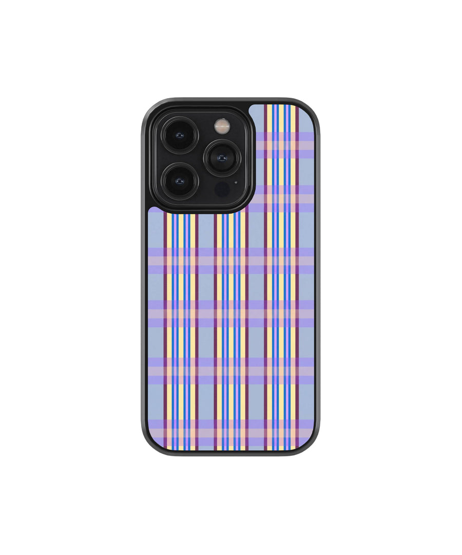 Lilac Tartan Premium Glass Phone Case
