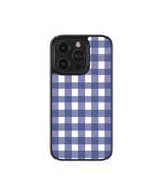 Navy Check Premium Glass Phone Case