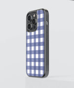 Navy Check Premium Glass Phone Case