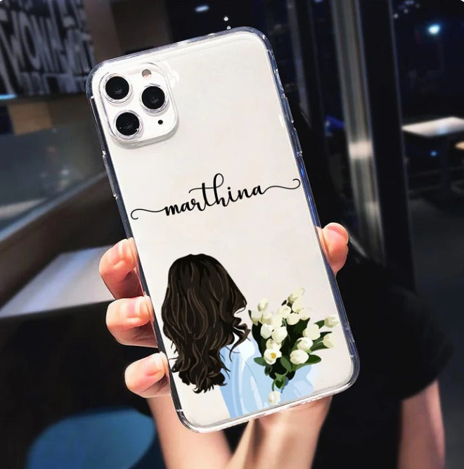 Girl With Tulip Clear Customize Silicone Case