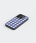 Navy Check Premium Glass Phone Case