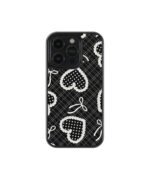 Black Heart And Bow Premium Glass Phone Case