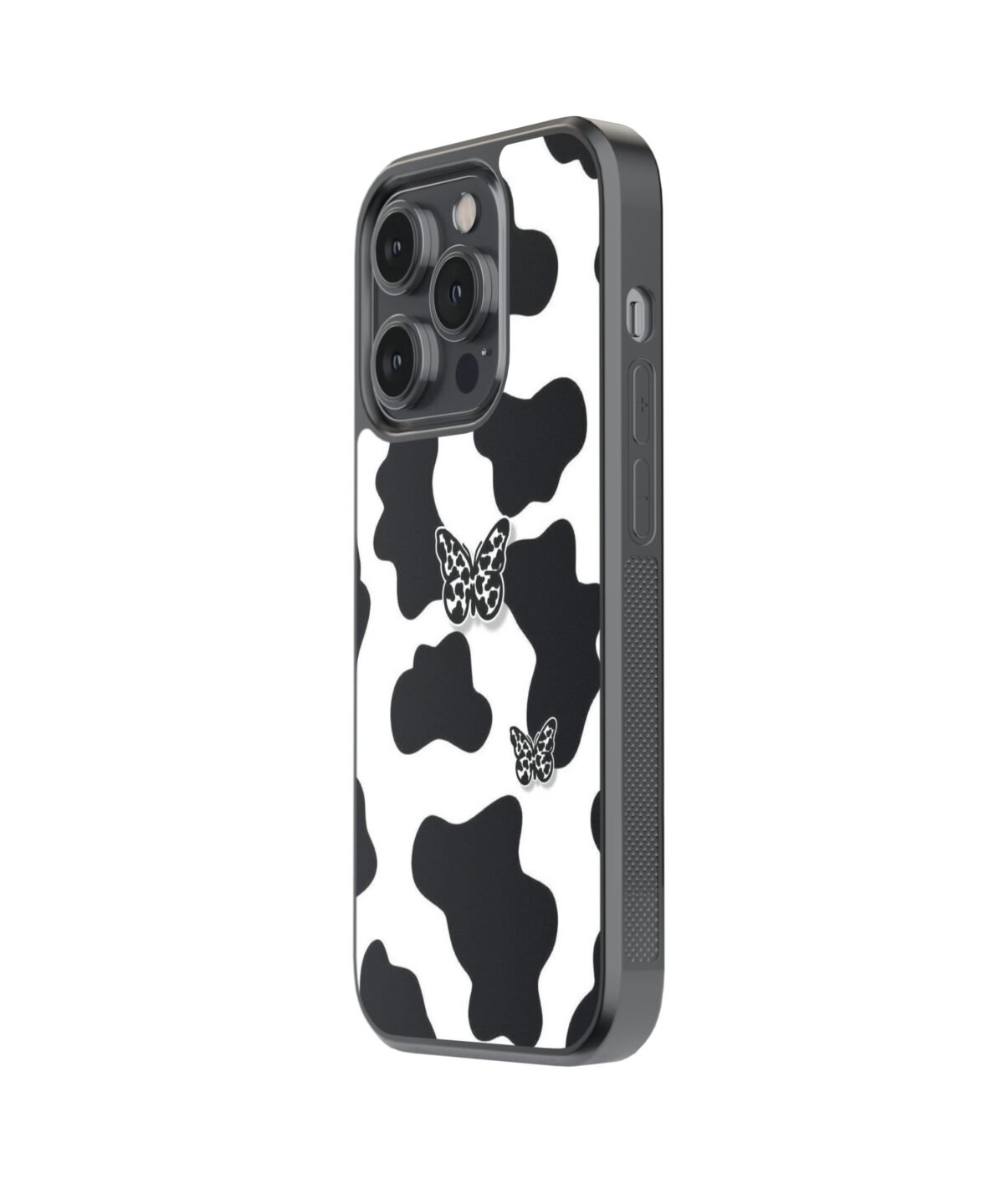 Cow Abstract With Butterfly Premium Glass Phone Cases - Image 4