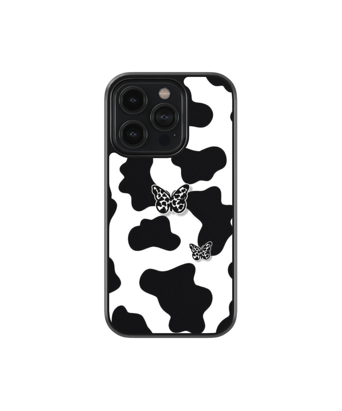 Cow Abstract With Butterfly Premium Glass Phone Cases - Image 1