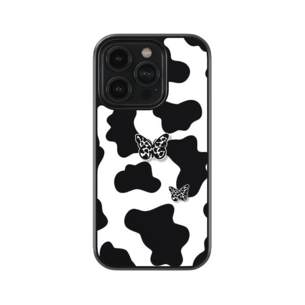 Cow Abstract With Butterfly Premium Glass Phone Cases