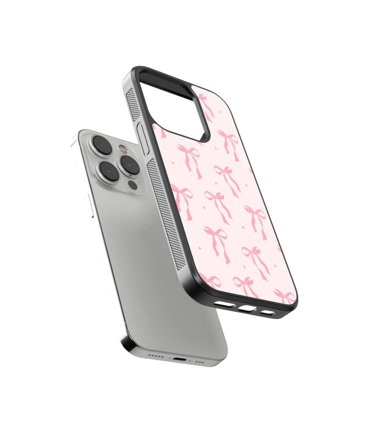 Pink Bow 6 Pintresty Premium Glass Phone Case - Image 2