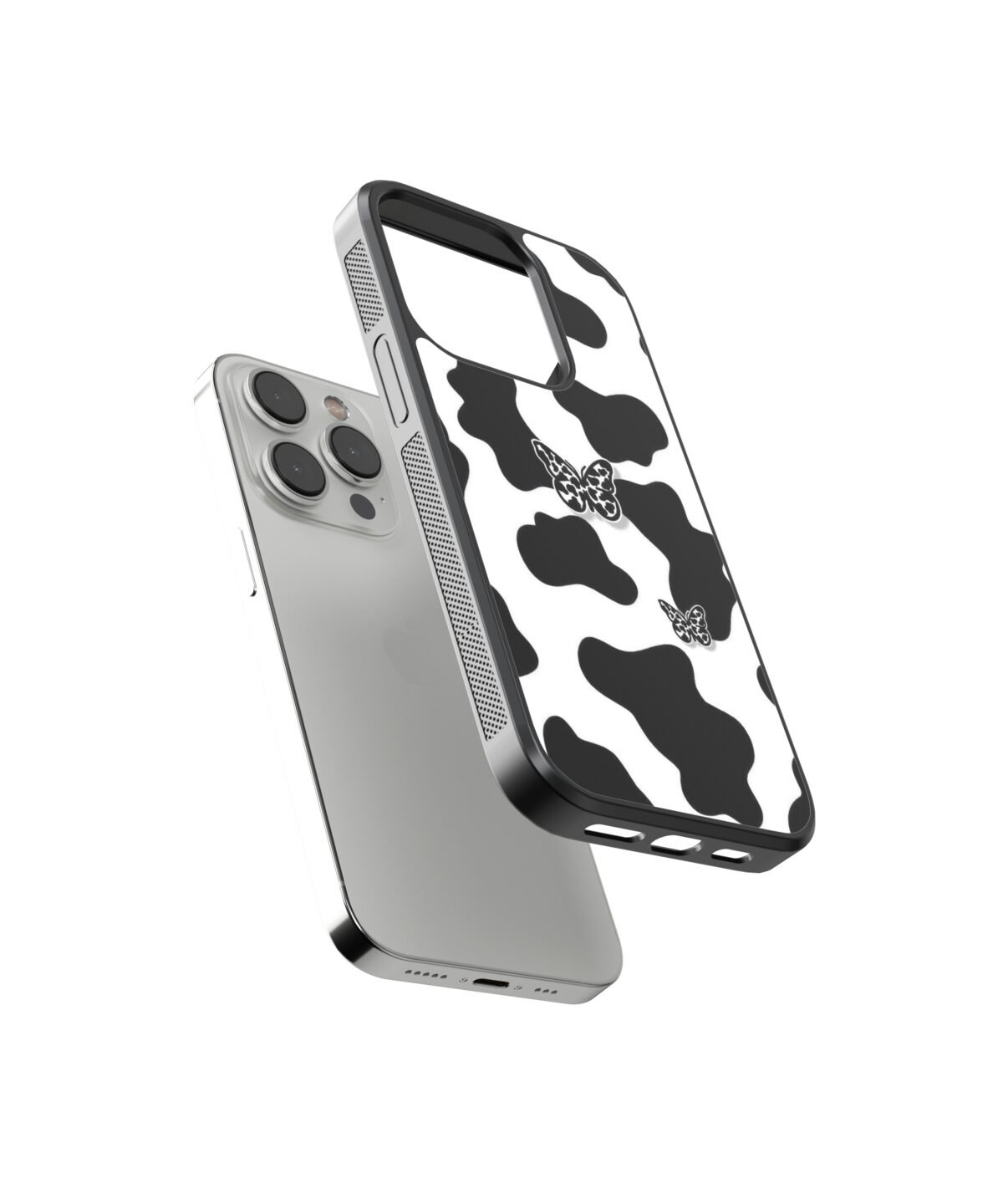 Cow Abstract With Butterfly Premium Glass Phone Cases - Image 2
