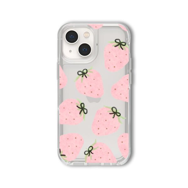 Pink Strawberry Clear Silicone Case