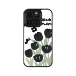 Black Tulips Premium Glass Phone Case