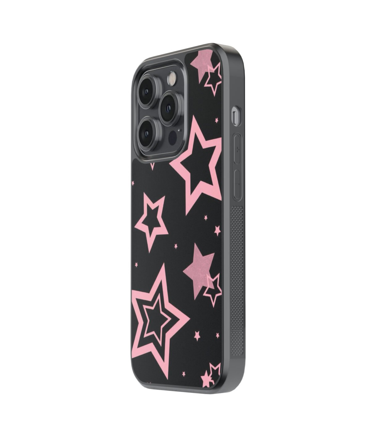 Pink Stars Premium Glass Phone Case - Image 4
