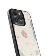 Strawberry Minimalist Premium Glass Phone Case - Image 3