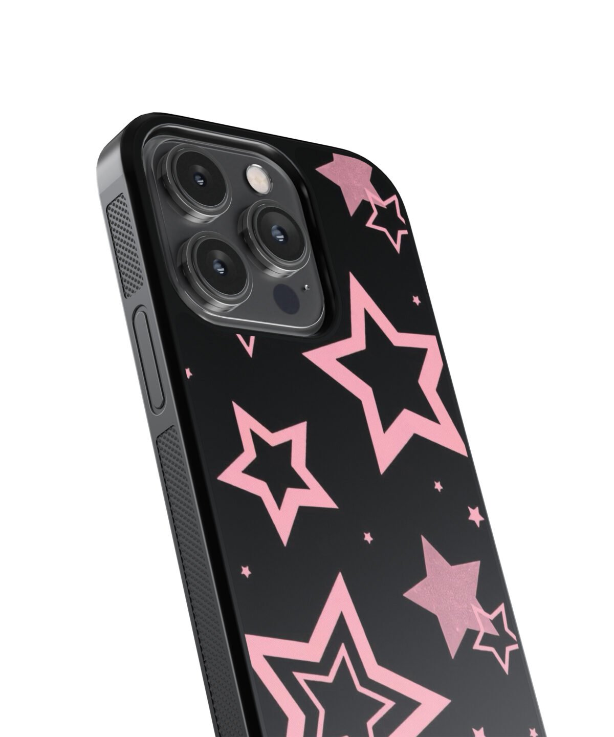 Pink Stars Premium Glass Phone Case - Image 3