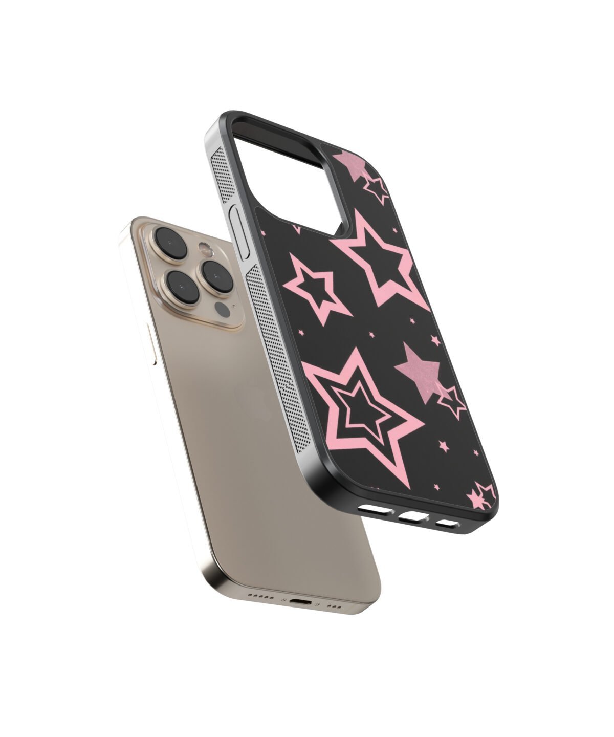 Pink Stars Premium Glass Phone Case - Image 2