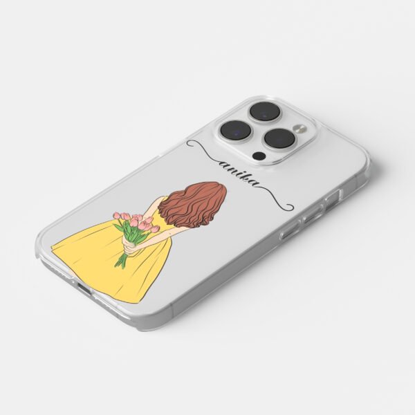 Girl With Tulip Name Customize Clear Silicone Case
